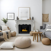 Camino a bioetanolo Aquileia, Caminetto ecologico, Focolare senza fumo, Riscaldatore ad etanolo, Made in Italy, 123x39 h100 cm, Bianco