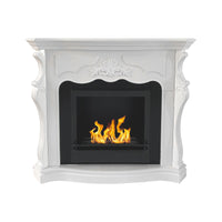 Camino a bioetanolo Aquileia, Caminetto ecologico, Focolare senza fumo, Riscaldatore ad etanolo, Made in Italy, 123x39 h100 cm, Bianco