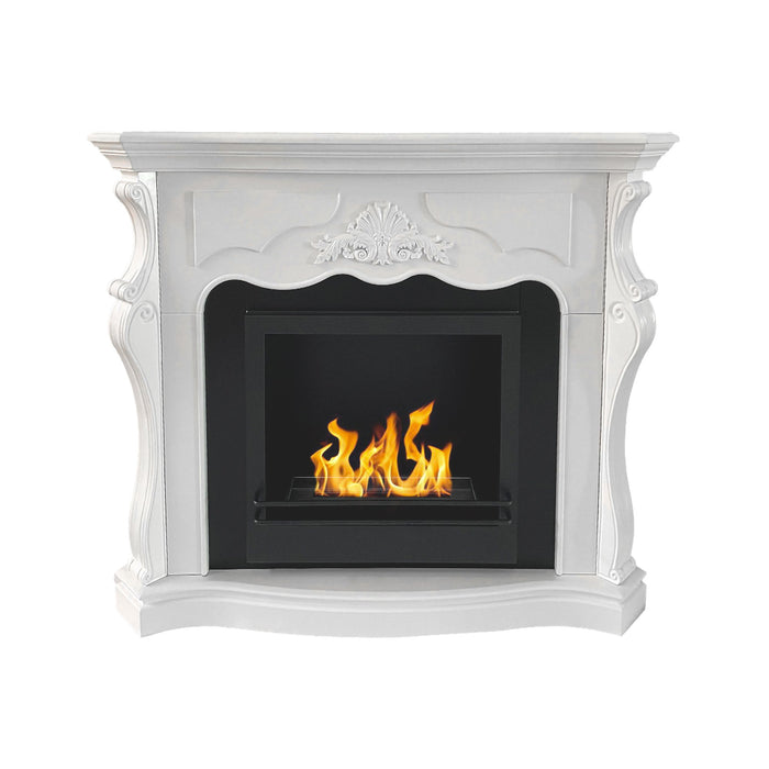 Camino a bioetanolo Aquileia, Caminetto ecologico, Focolare senza fumo, Riscaldatore ad etanolo, Made in Italy, 123x39 h100 cm, Bianco