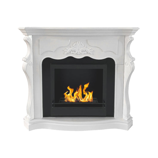 Camino a bioetanolo Aquileia, Caminetto ecologico, Focolare senza fumo, Riscaldatore ad etanolo, Made in Italy, 123x39 h100 cm, Bianco