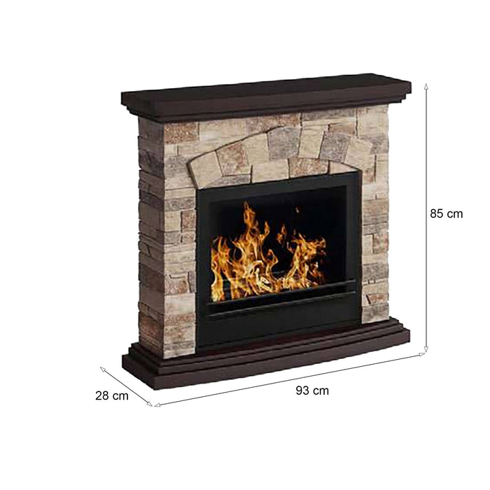 Camino a bioetanolo Ailoche, Caminetto ecologico, Focolare senza fumo, Riscaldatore ad etanolo, Made in Italy, 93x28 h85 cm, Beige