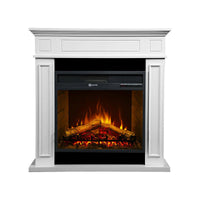 Camino elettrico Airola, Stufa elettrica, Focolare elettrico a parete, Caminetto moderno, Made in Italy, 90x28 h91 cm, Bianco