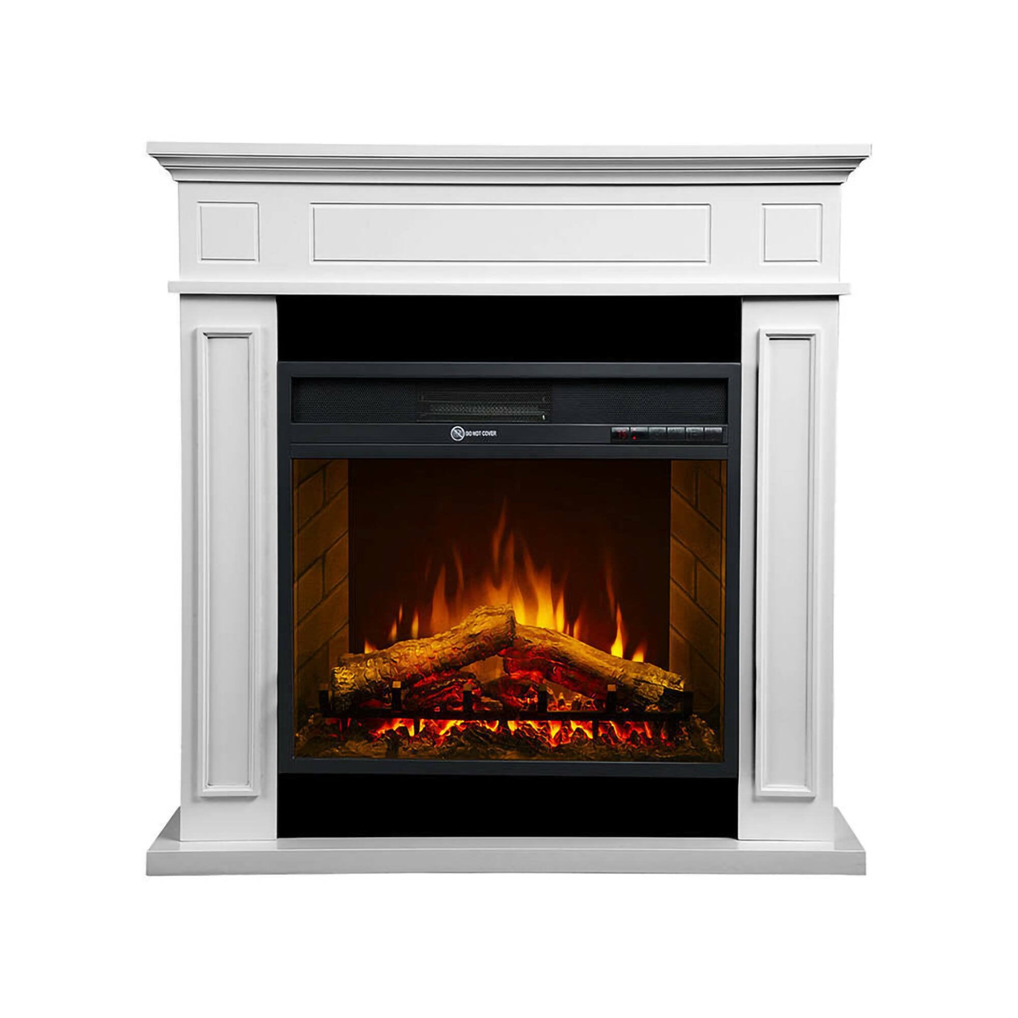 Camino elettrico Airola, Stufa elettrica, Focolare elettrico a parete, Caminetto moderno, Made in Italy, 90x28 h91 cm, Bianco