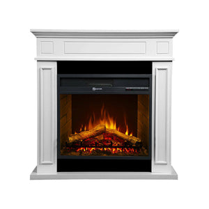 Camino elettrico Airola, Stufa elettrica, Focolare elettrico a parete, Caminetto moderno, Made in Italy, 90x28 h91 cm, Bianco