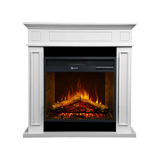 Camino elettrico Airola, Stufa elettrica, Focolare elettrico a parete, Caminetto moderno, Made in Italy, 90x28 h91 cm, Bianco