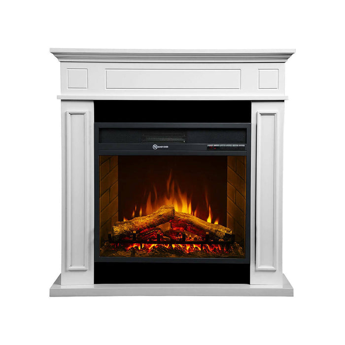 Camino elettrico Airola, Stufa elettrica, Focolare elettrico a parete, Caminetto moderno, Made in Italy, 90x28 h91 cm, Bianco