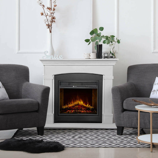 Camino elettrico Angrogna, Stufa elettrica, Focolare elettrico a parete, Caminetto moderno, Made in Italy, 107x24 h95 cm, Bianco