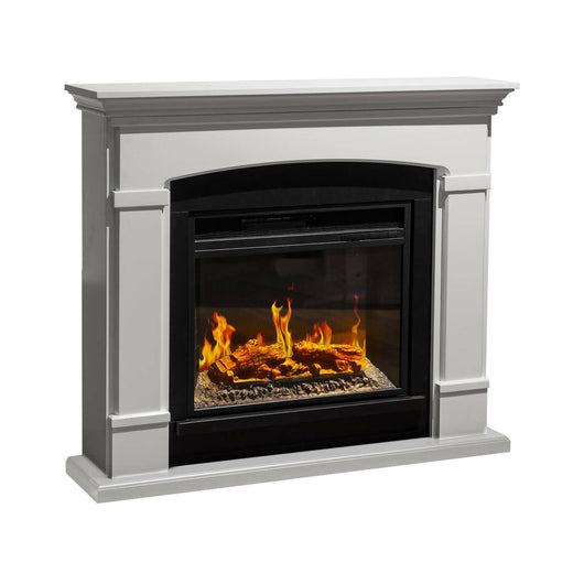 Camino elettrico Angrogna, Stufa elettrica, Focolare elettrico a parete, Caminetto moderno, Made in Italy, 107x24 h95 cm, Bianco