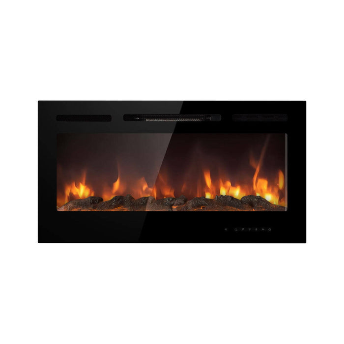 Camino elettrico Potoprens, Stufa elettrica, Focolare elettrico a parete, Caminetto moderno, Made in Italy, 14x102 h55 cm, Nero