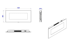 Camino elettrico Aidone, Stufa elettrica, Focolare elettrico a parete, Caminetto moderno, Made in Italy, 11x127 h50 cm, Nero