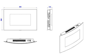 Camino elettrico Stockholm, Stufa elettrica, Focolare elettrico a parete, Caminetto moderno, Made in Italy, 14x89 h56 cm, Nero