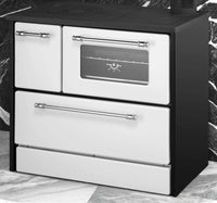 Cucina a legna Andalo, Fornello a legna, Stufa da cucina tradizionale, Cucina vintage, Made in Italy, 87x51 h79 cm, Bianco e Nero