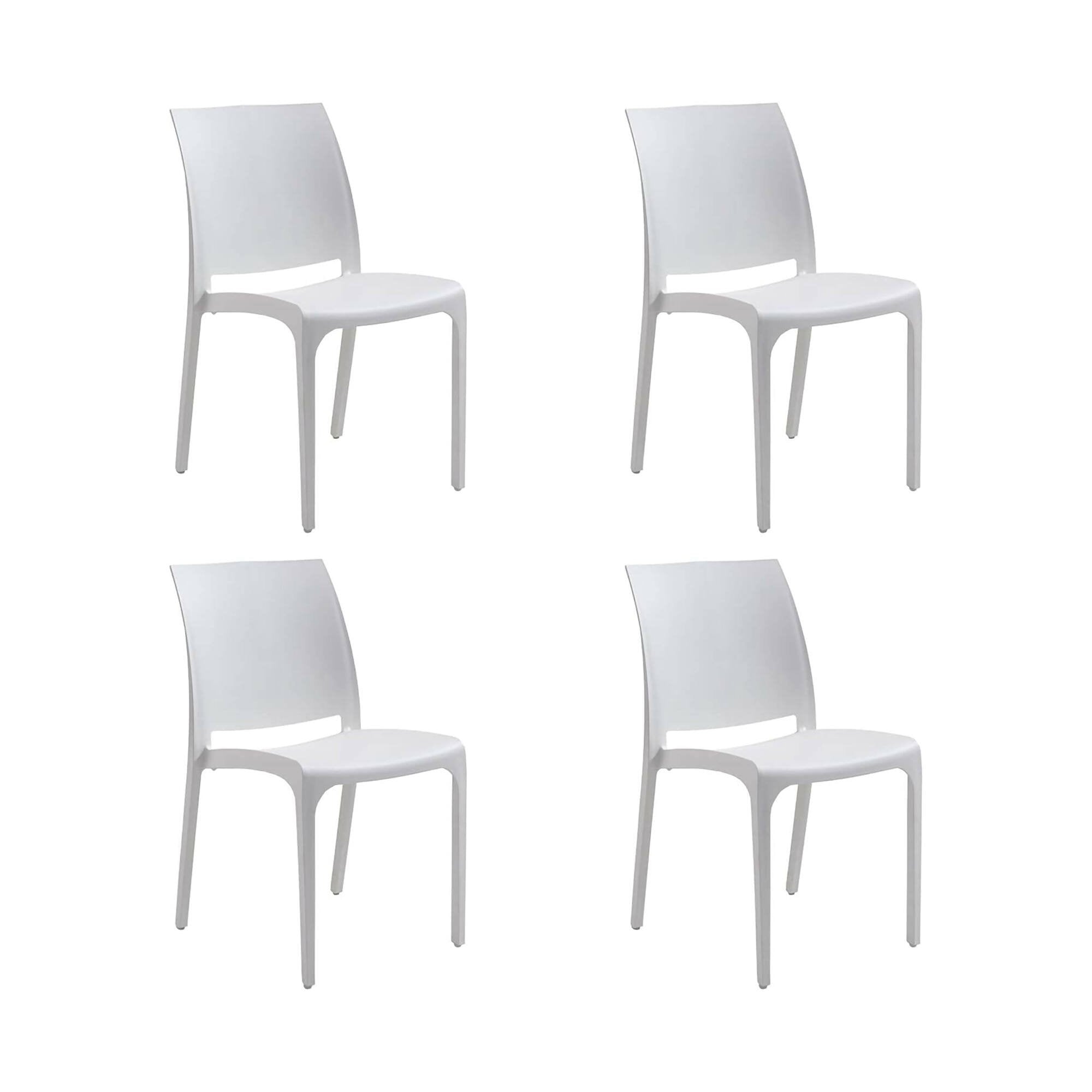 Sedia da esterno Dusanbe, Seggiola da giardino, Seduta outdoor multiuso, Panchina da giardino, Made in Italy, 54x46 h80 cm, Bianco