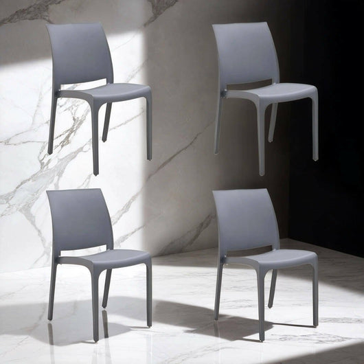 Sedia da esterno Dusanbe, Seggiola da giardino, Seduta outdoor multiuso, Panchina da giardino, Made in Italy, 54x46 h80 cm, Grigio