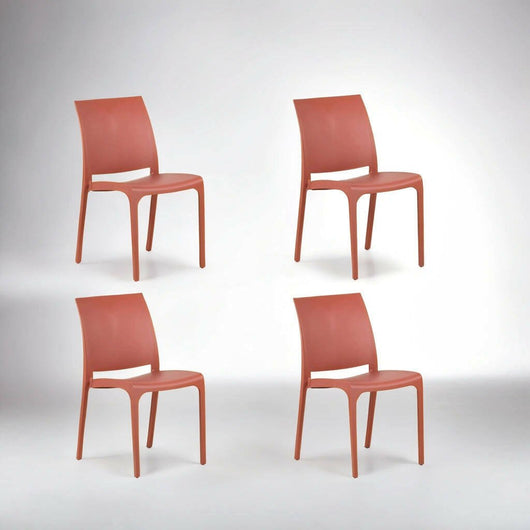 Sedia da esterno Dusanbe, Seggiola da giardino, Seduta outdoor multiuso, Panchina da giardino, Made in Italy, 54x46 h80 cm, Rosa