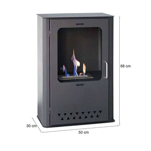 Stufa a bioetanolo Altidona, Camino a bioetanolo, Stufa ecologica, Riscaldatore senza canna fumaria, Made in Italy, 50x30 h68 cm, Grigio