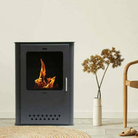 Stufa a bioetanolo Altidona, Camino a bioetanolo, Stufa ecologica, Riscaldatore senza canna fumaria, Made in Italy, 50x30 h68 cm, Grigio