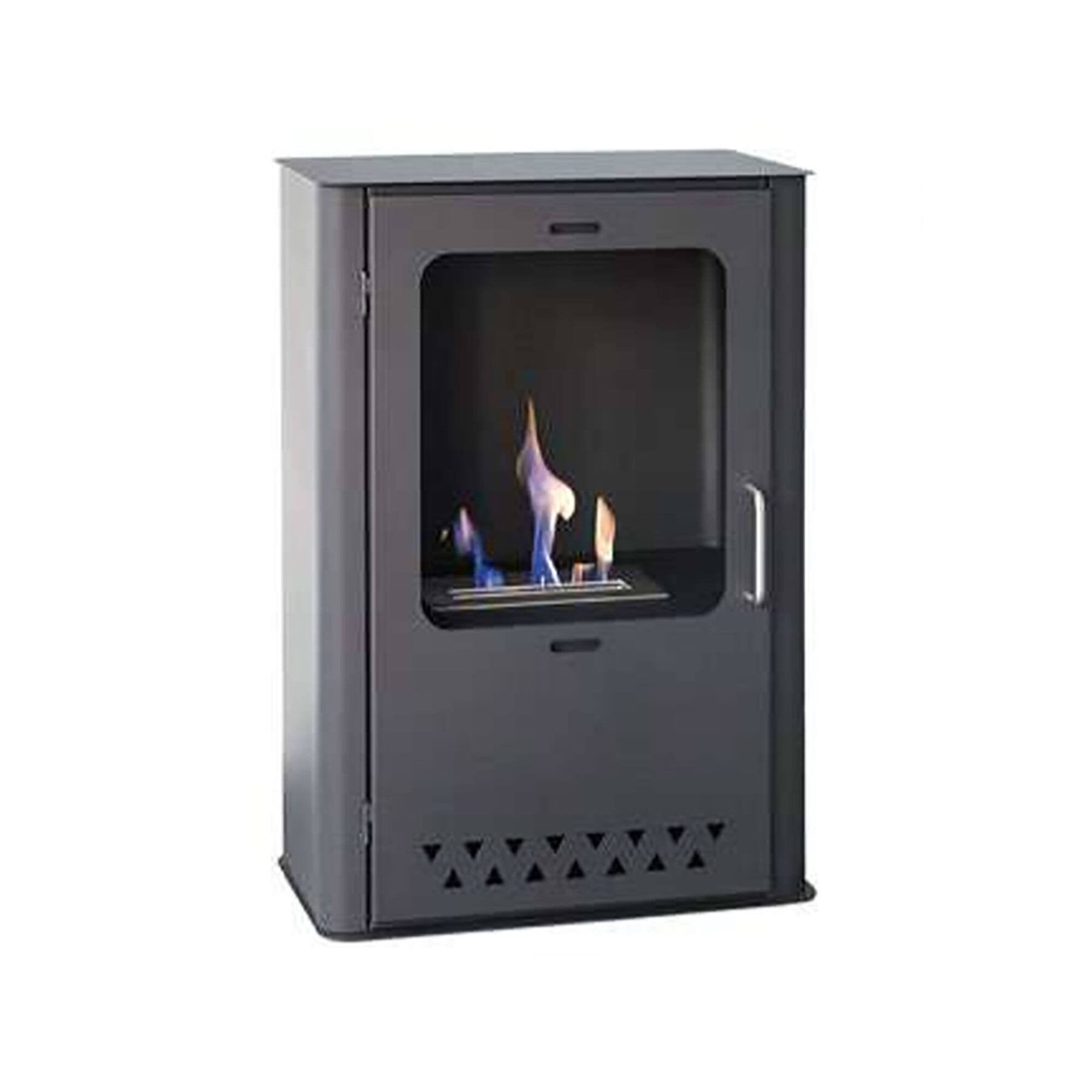 Stufa a bioetanolo Altidona, Camino a bioetanolo, Stufa ecologica, Riscaldatore senza canna fumaria, Made in Italy, 50x30 h68 cm, Grigio