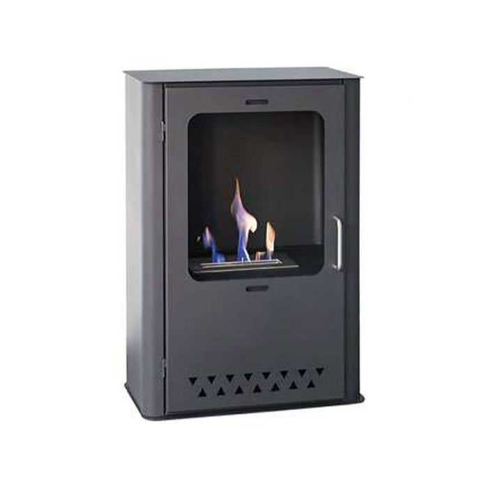 Stufa a bioetanolo Altidona, Camino a bioetanolo, Stufa ecologica, Riscaldatore senza canna fumaria, Made in Italy, 50x30 h68 cm, Grigio