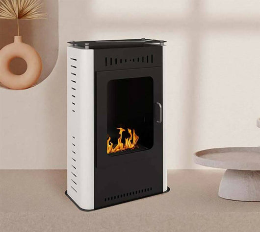 Stufa a bioetanolo Appiano, Camino a bioetanolo, Stufa ecologica, Riscaldatore senza canna fumaria, Made in Italy, 50x27 h80 cm, Bianco e Nero