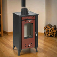 Stufa a legna Aquino, Caminetto a legna, Focolare a legna, Stufa rustica, Made in Italy, 39x33 h74 cm, Beige