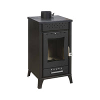 Stufa a legna Agropoli, Caminetto a legna, Focolare a legna, Stufa rustica, Made in Italy, 49x46 h91 cm, Nero