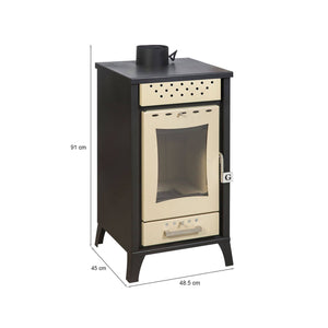 Stufa a legna Agropoli, Caminetto a legna, Focolare a legna, Stufa rustica, Made in Italy, 49x46 h91 cm, Beige