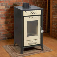 Stufa a legna Agropoli, Caminetto a legna, Focolare a legna, Stufa rustica, Made in Italy, 49x46 h91 cm, Beige