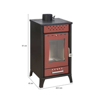 Stufa a legna Agropoli, Caminetto a legna, Focolare a legna, Stufa rustica, Made in Italy, 49x46 h91 cm, Rosso