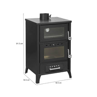 Stufa a legna Catena, Caminetto a legna, Focolare a legna, Stufa rustica, Made in Italy, 59x51 h92 cm, Nero