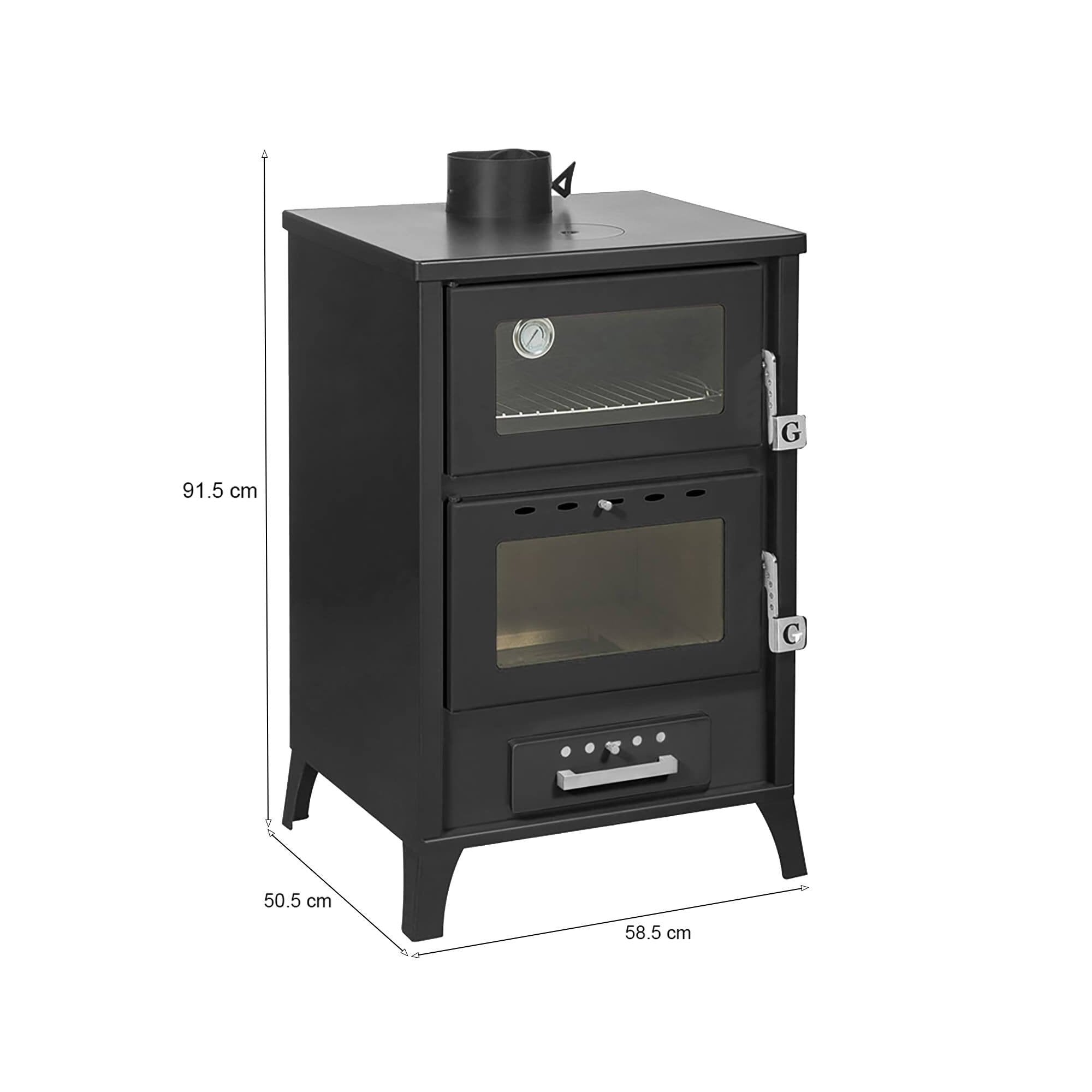 Stufa a legna Catena, Caminetto a legna, Focolare a legna, Stufa rustica, Made in Italy, 59x51 h92 cm, Nero