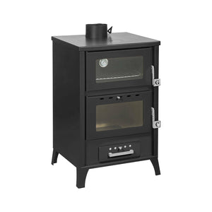 Stufa a legna Catena, Caminetto a legna, Focolare a legna, Stufa rustica, Made in Italy, 59x51 h92 cm, Nero