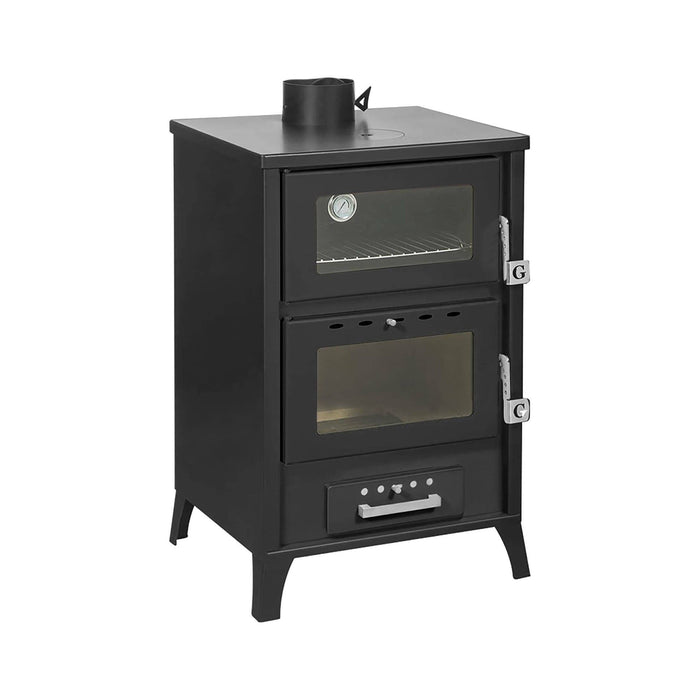 Stufa a legna Catena, Caminetto a legna, Focolare a legna, Stufa rustica, Made in Italy, 59x51 h92 cm, Nero