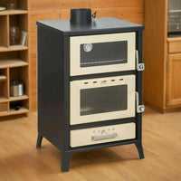 Stufa a legna Catena, Caminetto a legna, Focolare a legna, Stufa rustica, Made in Italy, 59x51 h92 cm, Beige