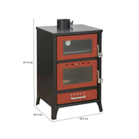 Stufa a legna Catena, Caminetto a legna, Focolare a legna, Stufa rustica, Made in Italy, 59x51 h92 cm, Rosso