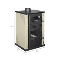 Stufa a legna Aragona, Caminetto a legna, Focolare a legna, Stufa rustica, Made in Italy, 62x62 h102 cm, Beige