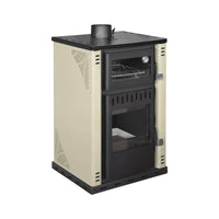 Stufa a legna Aragona, Caminetto a legna, Focolare a legna, Stufa rustica, Made in Italy, 62x62 h102 cm, Beige