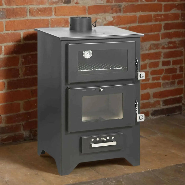 Stufa a legna Milicia, Caminetto a legna, Focolare a legna, Stufa rustica, Made in Italy, 59x51 h91 cm, Nero