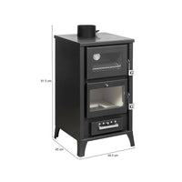 Stufa a legna Algua, Caminetto a legna, Focolare a legna, Stufa rustica, Made in Italy, 49x45 h92 cm, Nero