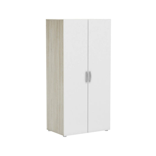 Guardaroba 2 ante Barge, Mobile camera da letto, Cabina armadio portabiti, Armadio appendiabiti, 79x52 h166 cm, Rovere e Bianco opaco