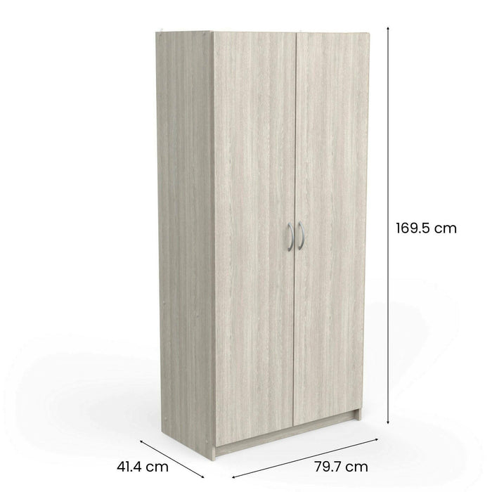 Armadio multiuso 2 ante Zadok, Mobile multifunzionale, Mobiletto scarpiera, Guardaroba porta scarpe, 80x41 h170 cm, Rovere