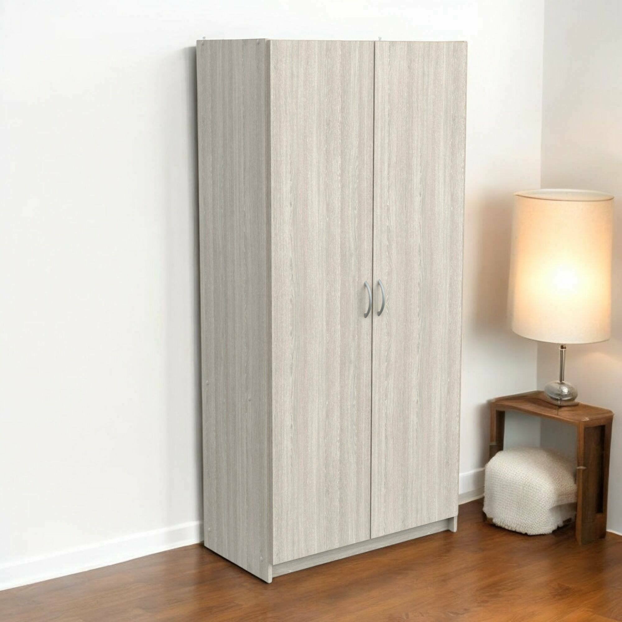 Armadio multiuso 2 ante Zadok, Mobile multifunzionale, Mobiletto scarpiera, Guardaroba porta scarpe, 80x41 h170 cm, Rovere