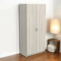 Armadio multiuso 2 ante Zadok, Mobile multifunzionale, Mobiletto scarpiera, Guardaroba porta scarpe, 80x41 h170 cm, Rovere