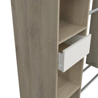 Guardaroba grande Floriana, Mobile camera da letto, Cabina armadio portabiti, Armadio appendiabiti, 118x40 h183 cm, Rovere e Bianco opaco