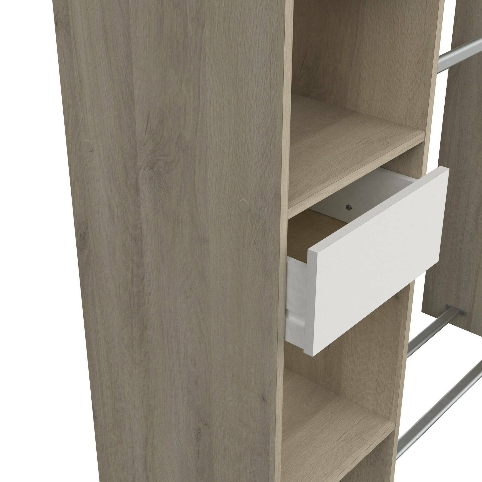 Guardaroba grande Floriana, Mobile camera da letto, Cabina armadio portabiti, Armadio appendiabiti, 118x40 h183 cm, Rovere e Bianco opaco