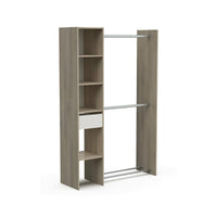 Guardaroba grande Floriana, Mobile camera da letto, Cabina armadio portabiti, Armadio appendiabiti, 118x40 h183 cm, Rovere e Bianco opaco