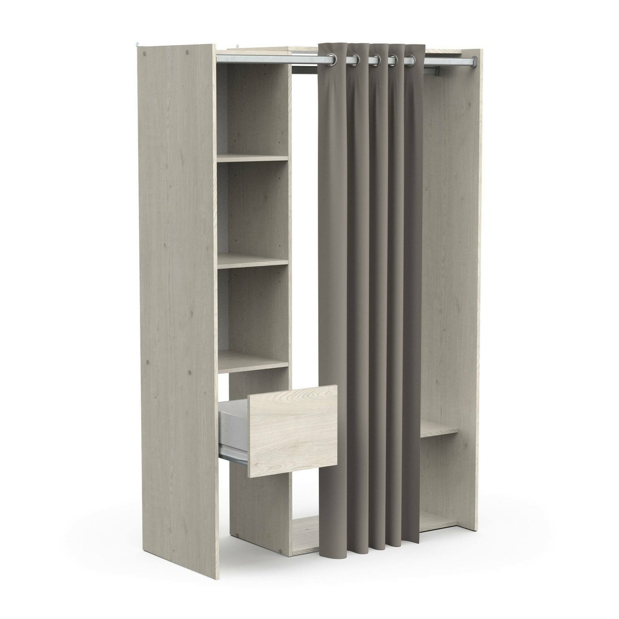 Guardaroba grande Elettori, Mobile camera da letto, Cabina armadio portabiti, Armadio appendiabiti, 119x50 h183 cm, Rovere