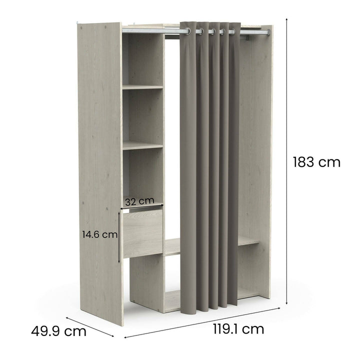 Guardaroba grande Elettori, Mobile camera da letto, Cabina armadio portabiti, Armadio appendiabiti, 119x50 h183 cm, Rovere