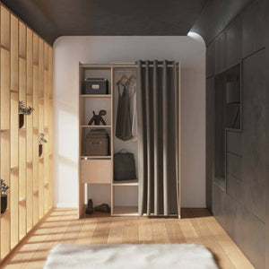 Guardaroba grande Elettori, Mobile camera da letto, Cabina armadio portabiti, Armadio appendiabiti, 119x50 h183 cm, Rovere