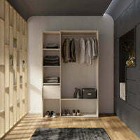 Guardaroba grande Tsuruhime, Mobile camera da letto, Cabina armadio portabiti, Armadio appendiabiti, 119x40 h183 cm, Rovere